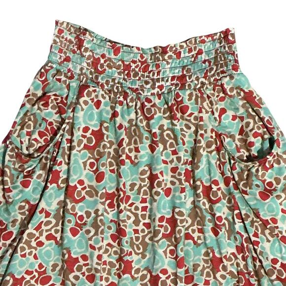 Diane von Furstenberg Silk Skirt 6 Floral Print Elastic Waist Pockets Boho - Picture 3 of 10